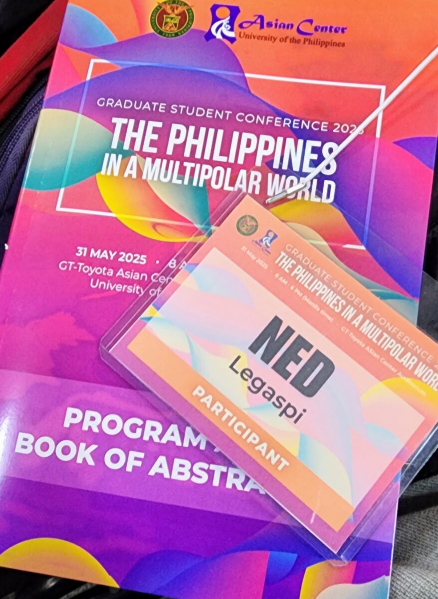 Ned Legaspi participant badge and program for the UP Asian Center Graduate Student Conference 2025