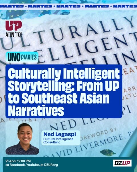 Promotional graphic for Ned Legaspi’s DZUP interview on culturally intelligent storytelling and Southeast Asian narratives.