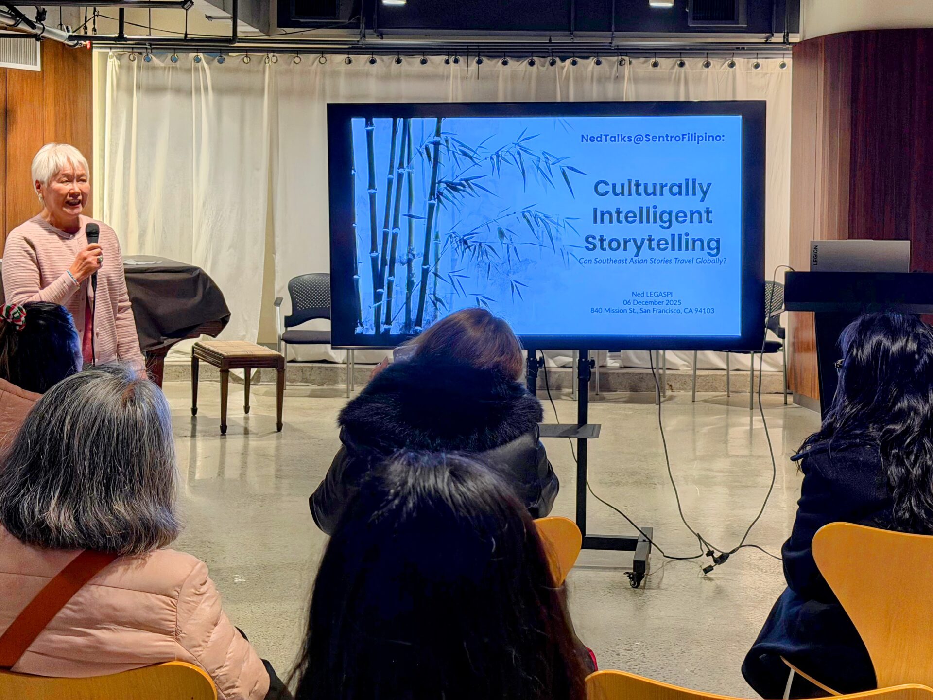 Lisa Cabahug representing ABS-CBN Foundation International at NedTalks in Sentro Filipino, San Francisco
