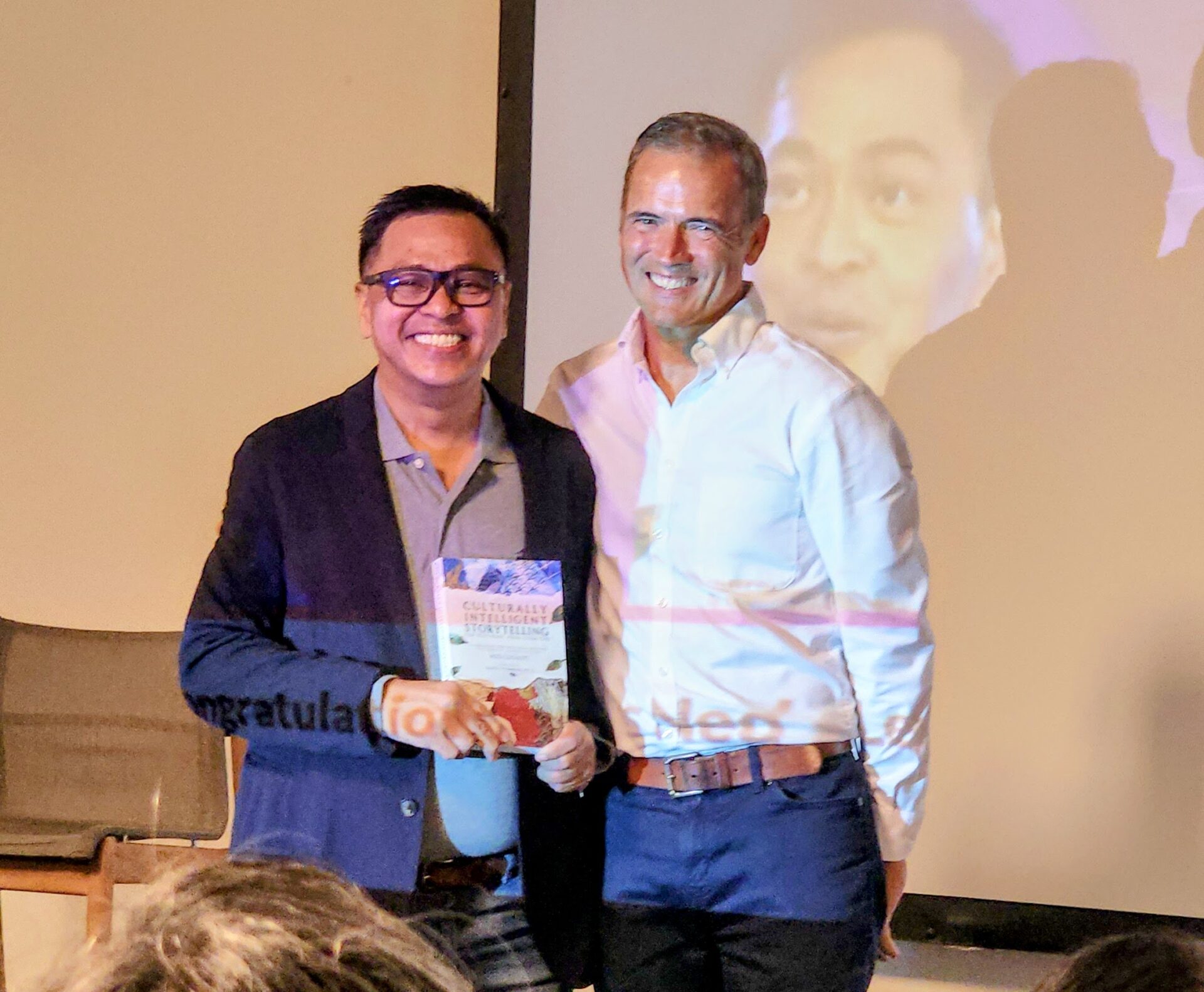 Ned Legaspi with CQ Fellows founder Dr. David Livermore at the Santa Monica book launch